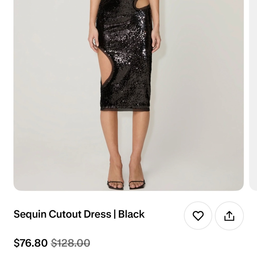 Black Sequin Cutout Midi Dress